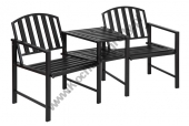 Meble ogrodowe stalowe, Stół ogrodowy z fotelami 68x52x83cm Black