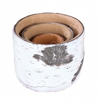 Donice ceramiczne Pień brzozy 3szt.