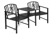 Meble ogrodowe stalowe, Stół ogrodowy z fotelami 68x52x83 oparcie zdobione Black